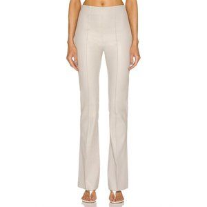 REMAIN Floral Bootcut Leather Pants Dove Grey